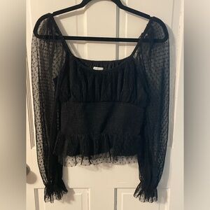 Crescent Sheer Black Top